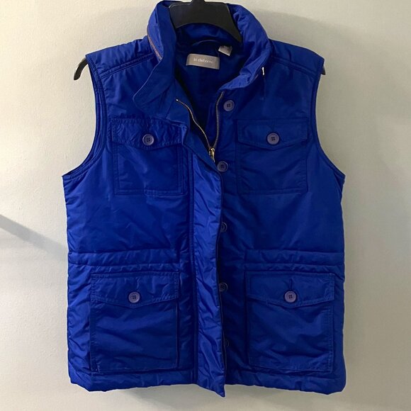 Liz Claiborne Women Blue Puff Vest Small Zippered Buttons - Picture 1 of 13